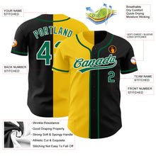 Load image into Gallery viewer, Custom Black Kelly Green-Yellow Authentic Split Fashion Baseball Jersey
