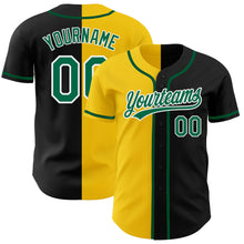 Load image into Gallery viewer, Custom Black Kelly Green-Yellow Authentic Split Fashion Baseball Jersey

