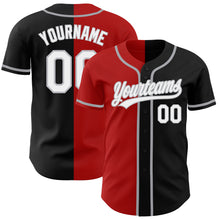 Load image into Gallery viewer, Custom Black White Red-Gray Authentic Split Fashion Baseball Jersey
