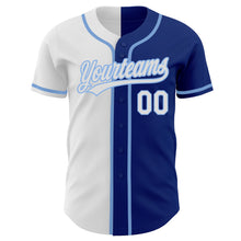 Load image into Gallery viewer, Custom Royal White-Light Blue Authentic Split Fashion Baseball Jersey
