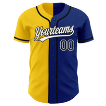 Load image into Gallery viewer, Custom Royal Black-Yellow Authentic Split Fashion Baseball Jersey

