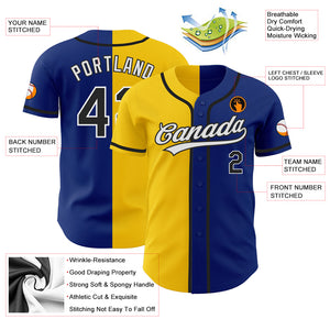 Custom Royal Black-Yellow Authentic Split Fashion Baseball Jersey
