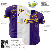 Load image into Gallery viewer, Custom Purple Purple White-Gold Authentic Split Fashion Baseball Jersey
