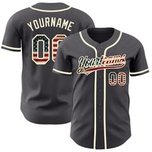 Load image into Gallery viewer, Custom Steel Gray Vintage USA Flag-Cream Authentic Baseball Jersey
