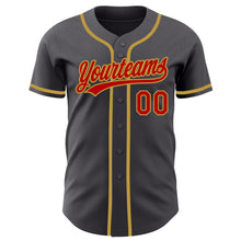 Load image into Gallery viewer, Custom Steel Gray Red-Old Gold Authentic Baseball Jersey
