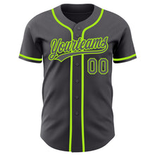 Load image into Gallery viewer, Custom Steel Gray Neon Green Authentic Baseball Jersey
