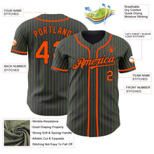 Load image into Gallery viewer, Custom Steel Gray Neon Green Pinstripe Orange-Black Authentic Baseball Jersey
