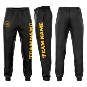 Custom Black Gold Fleece Jogger Sweatpants