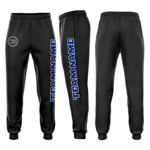 Custom Black Royal-White Fleece Jogger Sweatpants