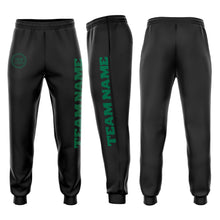 Load image into Gallery viewer, Custom Black Kelly Green Fleece Jogger Sweatpants
