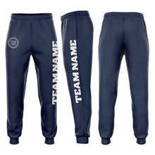 Load image into Gallery viewer, Custom Navy White Fleece Jogger Sweatpants
