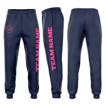 Custom Navy Pink Fleece Jogger Sweatpants