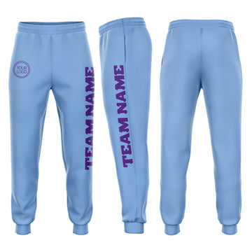 Custom Light Blue Purple Fleece Jogger Sweatpants