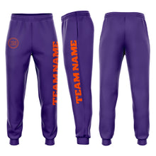 Load image into Gallery viewer, Custom Purple Orange Fleece Jogger Sweatpants

