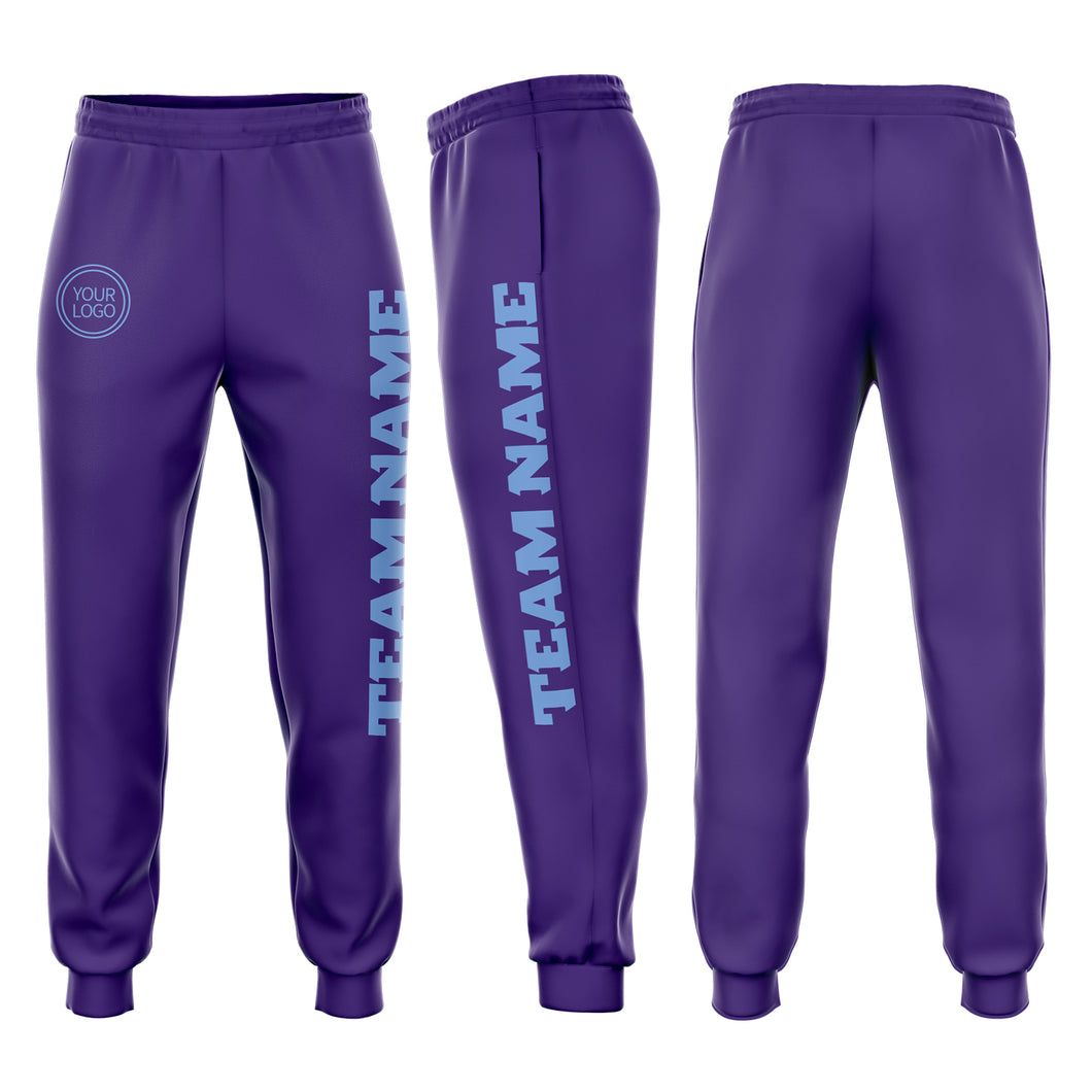 Custom Purple Light Blue Fleece Jogger Sweatpants