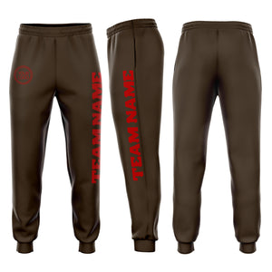 Custom Brown Red Fleece Jogger Sweatpants