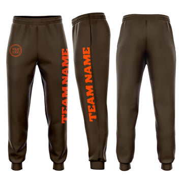 Custom Brown Orange Fleece Jogger Sweatpants