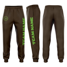 Load image into Gallery viewer, Custom Brown Neon Green Fleece Jogger Sweatpants
