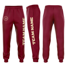 Load image into Gallery viewer, Custom Crimson Cream Fleece Jogger Sweatpants
