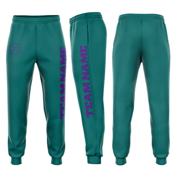 Custom Aqua Purple Fleece Jogger Sweatpants