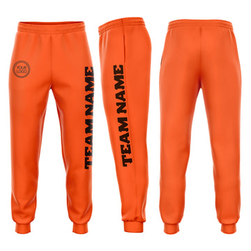 Custom Orange Brown Fleece Jogger Sweatpants
