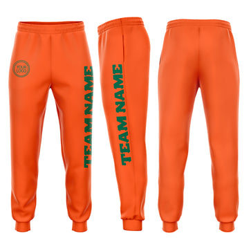 Custom Orange Kelly Green Fleece Jogger Sweatpants