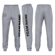 Load image into Gallery viewer, Custom Gray Black Fleece Jogger Sweatpants
