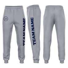 Load image into Gallery viewer, Custom Gray Navy Fleece Jogger Sweatpants
