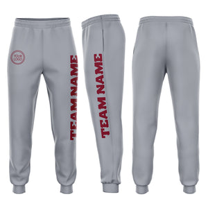 Custom Gray Crimson Fleece Jogger Sweatpants