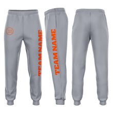 Load image into Gallery viewer, Custom Gray Orange Fleece Jogger Sweatpants
