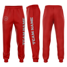 Load image into Gallery viewer, Custom Red Gray Fleece Jogger Sweatpants
