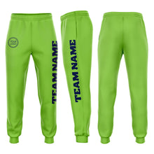 Load image into Gallery viewer, Custom Neon Green Navy Fleece Jogger Sweatpants
