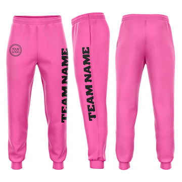 Custom Pink Black Fleece Jogger Sweatpants