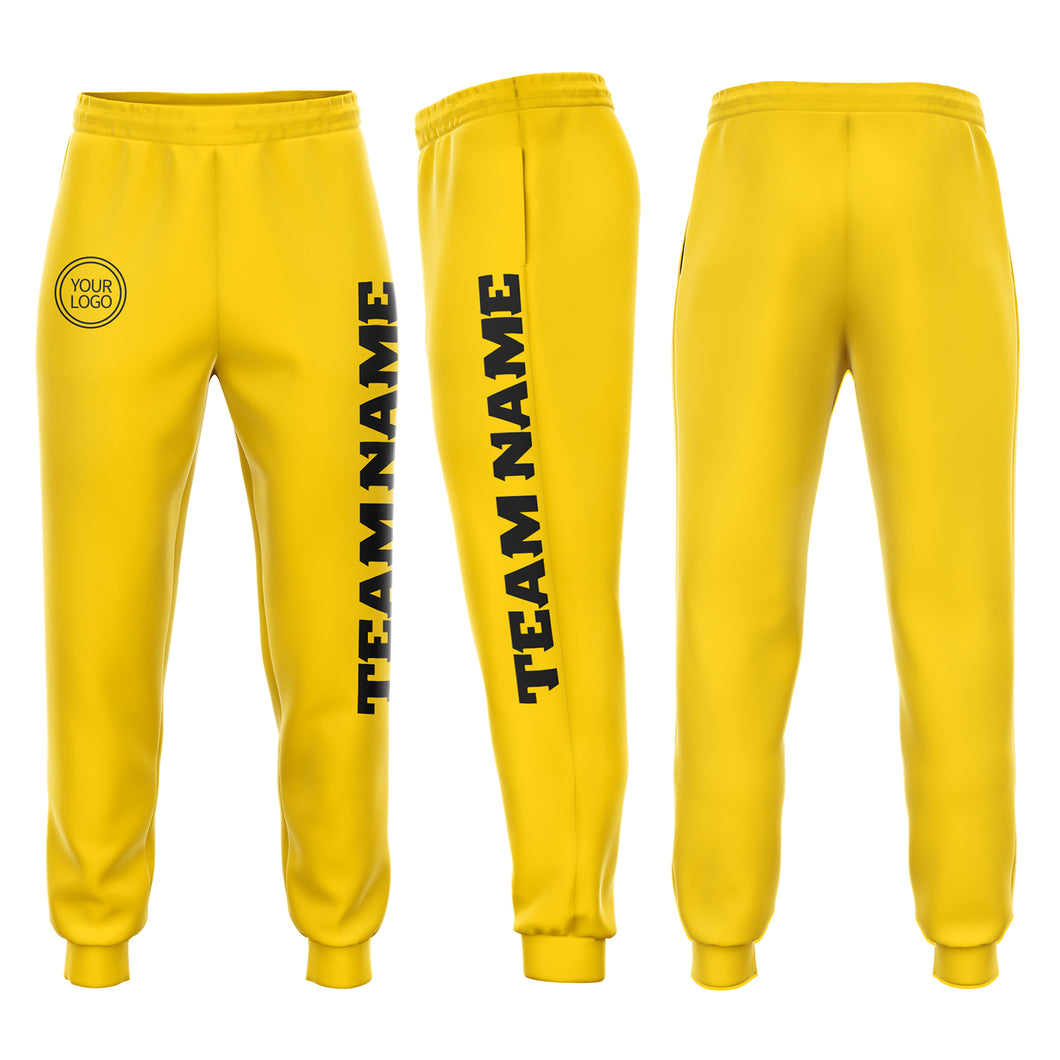 Custom Gold Black Fleece Jogger Sweatpants