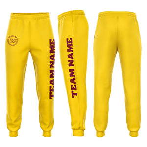 Custom Gold Crimson Fleece Jogger Sweatpants