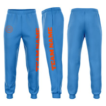 Load image into Gallery viewer, Custom Powder Blue Orange Fleece Jogger Sweatpants
