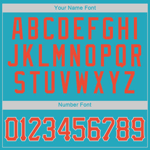 Custom Teal Orange-Gray Authentic Throwback Basketball Jersey