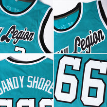 Load image into Gallery viewer, Custom Teal White-Purple Authentic Throwback Basketball Jersey
