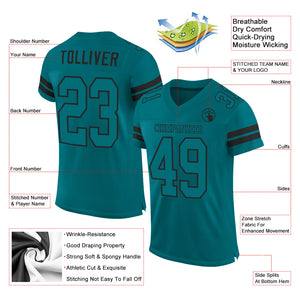 Custom Teal Teal-Black Mesh Authentic Football Jersey