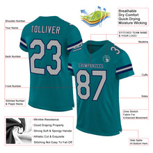 Load image into Gallery viewer, Custom Teal Gray-Navy Mesh Authentic Football Jersey
