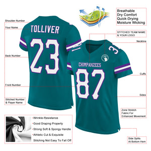 Custom Teal White-Purple Mesh Authentic Football Jersey