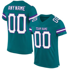 Load image into Gallery viewer, Custom Teal White-Purple Mesh Authentic Football Jersey
