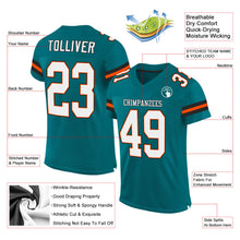 Load image into Gallery viewer, Custom Teal White-Orange Mesh Authentic Football Jersey
