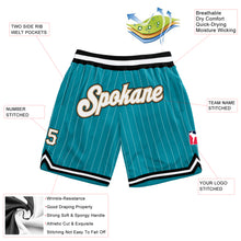 Load image into Gallery viewer, Custom Teal White Pinstripe White-Old Gold Authentic Basketball Shorts
