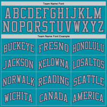 Load image into Gallery viewer, Custom Teal Gray-Navy Authentic Throwback Basketball Jersey
