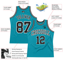 Load image into Gallery viewer, Custom Teal Black-White Authentic Throwback Basketball Jersey
