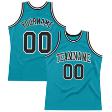 Load image into Gallery viewer, Custom Teal Black-White Authentic Throwback Basketball Jersey
