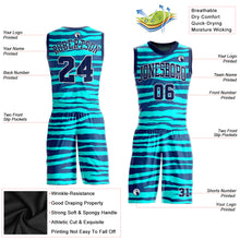 Load image into Gallery viewer, Custom Teal Navy-White Round Neck Sublimation Basketball Suit Jersey
