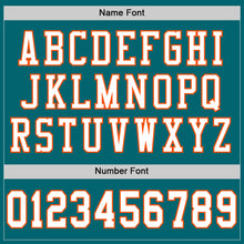 Load image into Gallery viewer, Custom Teal White-Orange Mesh Authentic Football Jersey
