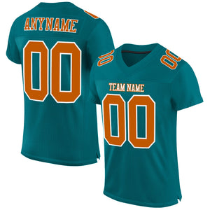 Custom Teal Texas Orange-White Mesh Authentic Football Jersey